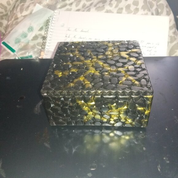 Handmade Black and Gold Cobblestone Jewelry Trinket Candy Storage Box - Picture 9 of 10